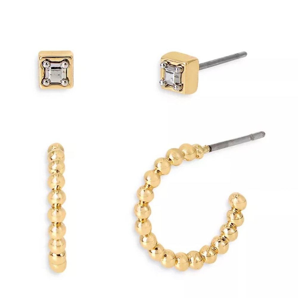 ALLSAINTS Square Stud & Huggie Earrings Set